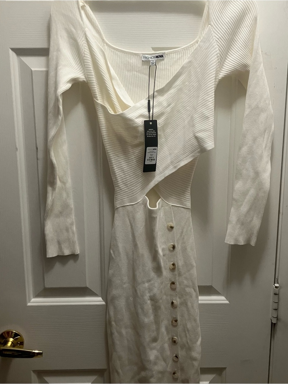 Fashion Nova Love Struck Sweater Midi Dress White Small